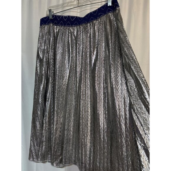 LuLaRoe‎ Metallic A-Line Skirt With Blue Elastic Waistband Size L - Picture 2 of 8
